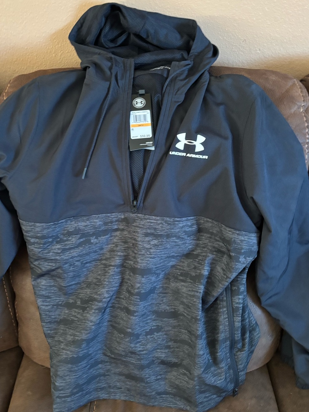 Under Armour Black and Gray Half-Zip Hoodie Pullover